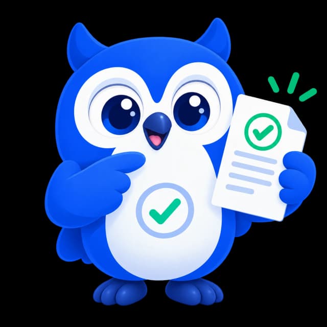 Mascote Corujinha com documento verificado